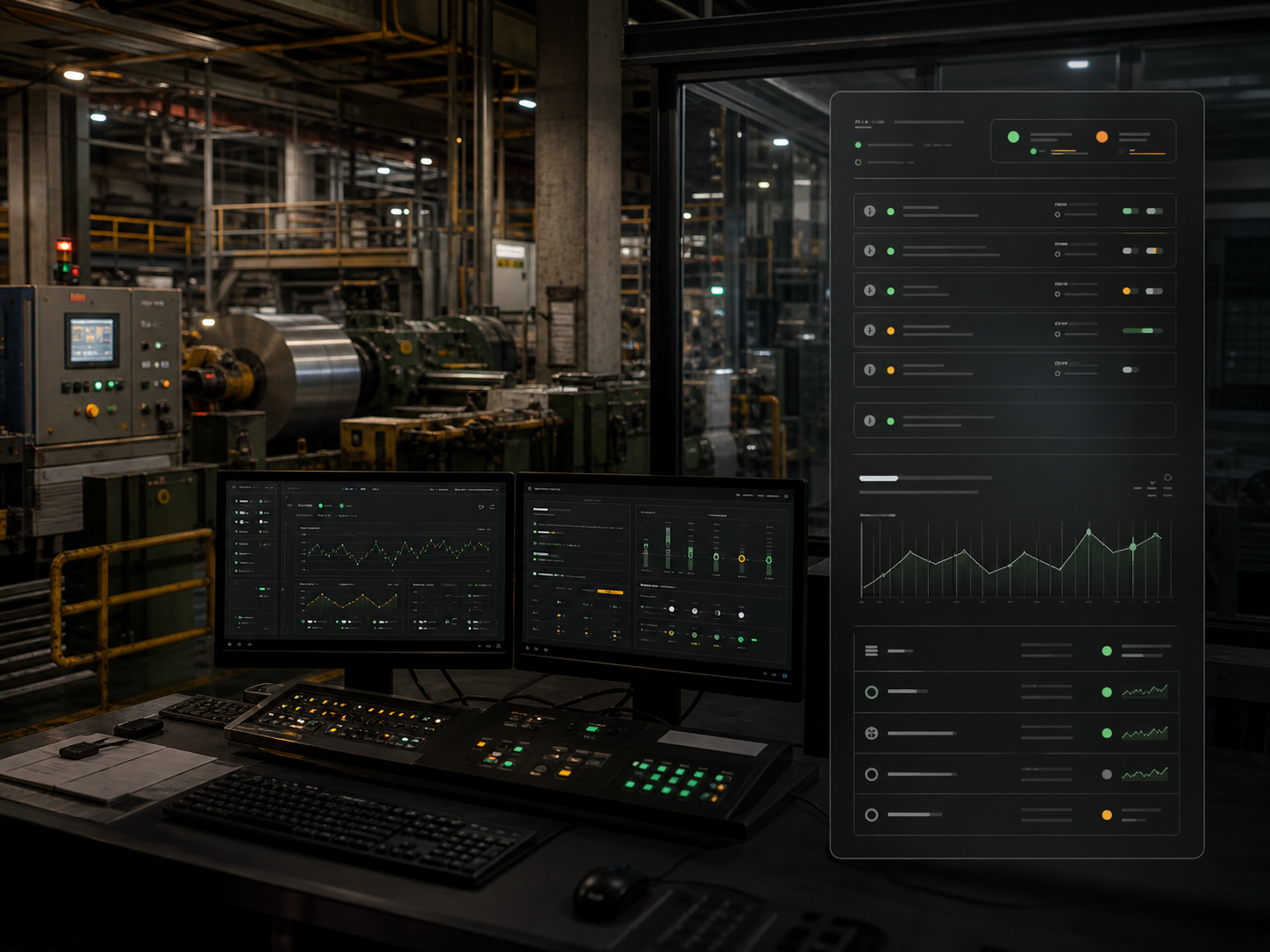 Industrial plant floor with exception queues and operations control